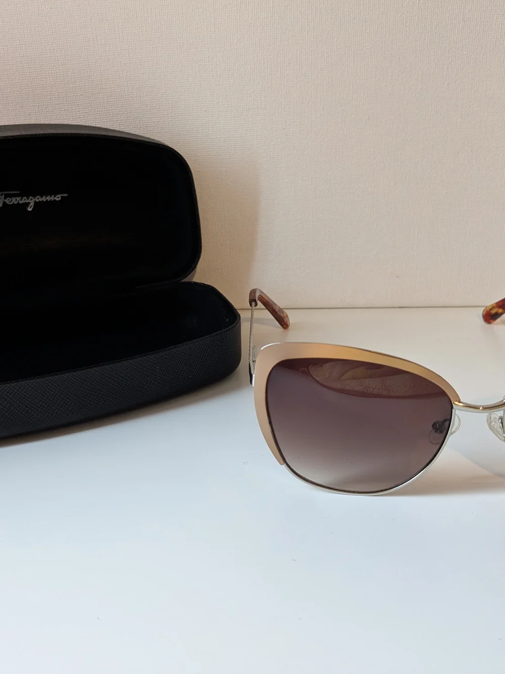 Vince Camuto Designer Cat Eye Sunglasses - Champagne/Gold Frame Brown Lenses